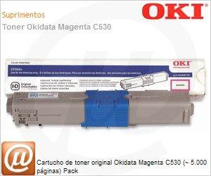 44469720 - Cartucho de toner original Okidata Magenta C530 (~ 5.000 pginas) Pack