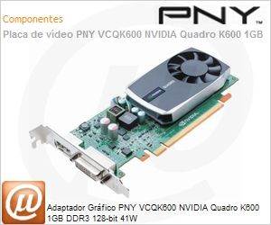 VCQK600-PORPB - Adaptador Grfico PNY VCQK600 NVIDIA Quadro K600 1GB DDR3 128-bit 41W