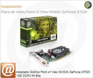 VGA-520-A1-1024 - Adaptador Grfico Point of View NVIDIA GeForce GT520 1GB DDR3 64 Bits