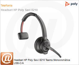 8D3K1AA - Headset HP Poly Savi 8210 Teams Monocromtica USB-C/A 