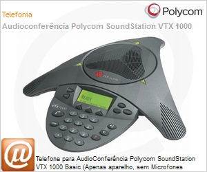 2200-07300-015 - Telefone para AudioConferncia Polycom SoundStation VTX 1000 Basic (Apenas aparelho, sem Microfones externos ou Subwoofer)