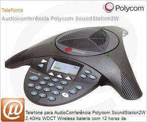 2200-07880-001 - Telefone para AudioConferncia Polycom SoundStation2W 2.4GHz WDCT Wireless bateria com 12 horas de conversao (no expansvel para Microfones opcionais) Secure Voice Encryption