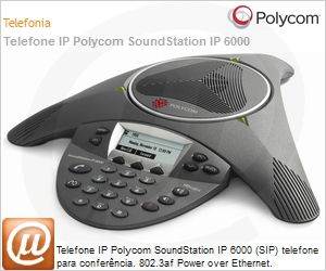 2200-15600-001 - Telefone IP Polycom SoundStation IP 6000 (SIP) telefone para conferncia. 802.3af Power over Ethernet. expansvel. Cabo Ethernet Cat5 Blindado de 6m. Pases Grupos: 1. 2. 3. 6. 7.
