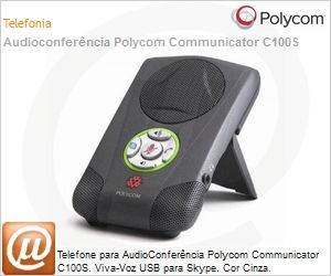 2200-44040-111 - Telefone para AudioConferncia Polycom Communicator C100S. Viva-Voz USB para Skype. Cor Cinza. Ingls/Port/Espanhol Caixa de Varejo. Pas Grupos: 6.