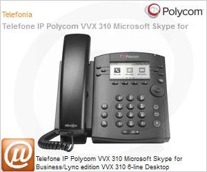 2200-46161-019 - Telefone IP Polycom VVX 310 Microsoft Skype for Business/Lync edition VVX 310 6-line Desktop
