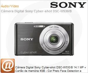 DSC-W530/B - Cmera Digital Sony Cyber-shot DSC-W530/B 14.1 MP + Carto de memria 4GB - Cor Preto Face Detection e Funo Panormica