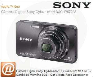 DSC-W570/V - Cmera Digital Sony Cyber-shot DSC-W570/V 16.1 MP + Carto de memria 8GB - Cor Violeta Face Detection e Funo Panormica