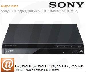 DVP-SR320 - Sony DVD Player, DVD-RW, CD, CD-R/RW, VCD, MP3, JPEG, SVCD e Entrada USB Frontal.