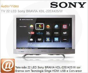 KDL-22EX425/W - Televiso 22 LED Sony BRAVIA KDL-22EX425/W cor Branca com Tecnologia Ginga HDMI USB e Conversor Digital