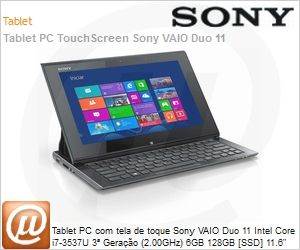 SVD11225CBB - Tablet PC com tela de toque Sony VAIO Duo 11 Intel Core i7-3537U 3 Gerao (2.00GHz) 6GB 128GB [SSD] 11.6" LED Windows 8 SL 64 Wi-Fi N Bluetooth 4.0 WebCam Full HD Desbloqueado