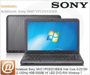 VPCEG13EB/B - Notebook Sony VAIO VPCEG13EB/B Intel Core i3-2310M (2.10GHz) 4GB 500GB 14" LED DVD-RW Windows 7 Home Basic 64 Bluetooth HDMI
