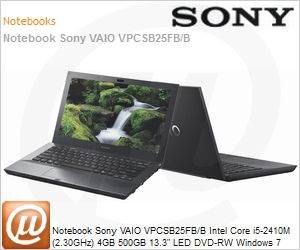 VPCSB25FB/B - Notebook Sony VAIO VPCSB25FB/B Intel Core i5-2410M (2.30GHz) 4GB 500GB 13.3" LED DVD-RW Windows 7 Home Premium 64 HDMI