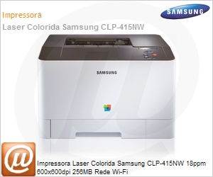 CLP-415NW/XAZ - Impressora Laser Colorida Samsung CLP-415NW 18ppm 600x600dpi 256MB Rede Wi-Fi