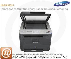 CLX-3185FW/XAZ - Impressora Multifuncional Laser Colorida Samsung CLX-3185FW (Impresso / Cpia: 4ppm; Scanner; Fax) Rede Wi-Fi