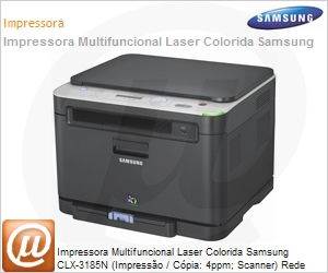 CLX-3185N/XAZ - Impressora Multifuncional Laser Colorida Samsung CLX-3185N (Impresso / Cpia: 4ppm; Scanner) Rede