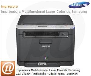 CLX-3185W/XAZ - Impressora Multifuncional Laser Colorida Samsung CLX-3185W (Impresso / Cpia: 4ppm; Scanner) 1200x1200dpi Rede Wi-Fi