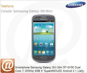 GT-I8190MBLZTO - Smartphone Samsung Galaxy SIII Mini GT-I8190 Dual Core (1.00GHz) 8GB 4" SuperAMOLED Android 4.1 (Jelly Bean) Wi-Fi N Bluetooth 4.0 3G GPS USB 5MP/VGA Grafite Desbloqueado