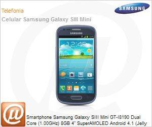 GT-I8190MBPZTO - Smartphone Samsung Galaxy SIII Mini GT-I8190 Dual Core (1.00GHz) 8GB 4" SuperAMOLED Android 4.1 (Jelly Bean) Wi-Fi N Bluetooth 4.0 3G GPS USB 5MP/VGA Grafite Desbloqueado