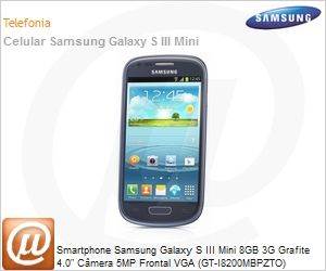 GT-I8200MBPZTO - Smartphone Samsung Galaxy S III Mini 8GB 3G Grafite 4.0" Cmera 5MP Frontal VGA (GT-I8200MBPZTO)