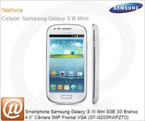 GT-I8200RWPZTO - Smartphone Samsung Galaxy S III Mini 8GB 3G Branco 4.0" Cmera 5MP Frontal VGA (GT-I8200RWPZTO)