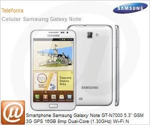 GT-N7000RWLZTO - Smartphone Samsung Galaxy Note GT-N7000 5.3" GSM 3G GPS 16GB 8mp Dual-Core (1.30GHz) Wi-Fi N Bluetooth Android 2.3 Branco Desbloqueado