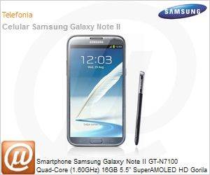 GT-N7100TAPZTO - Smartphone Samsung Galaxy Note II GT-N7100 Quad-Core (1.60GHz) 16GB 5.5" SuperAMOLED HD Gorila Glass Android 4.1 (Jelly Bean) Wi-Fi N Bluetooth 3G 8MP GPS USB Desbloqueado