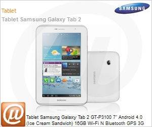 GT-P3100ZWPZTO - Tablet Samsung Galaxy Tab 2 GT-P3100 7" Android 4.0 (Ice Cream Sandwich) 16GB Wi-Fi N Bluetooth GPS 3G USB Cmera Branco Desbloqueado