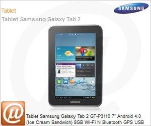 GT-P3110TSKZTO - Tablet Samsung Galaxy Tab 2 GT-P3110 7" Android 4.0 (Ice Cream Sandwich) 8GB Wi-Fi N Bluetooth GPS USB Cmera Silver Desbloqueado