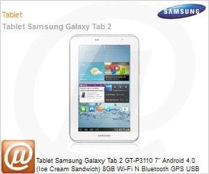GT-P3110ZWKZTO - Tablet Samsung Galaxy Tab 2 GT-P3110 7" Android 4.0 (Ice Cream Sandwich) 8GB Wi-Fi N Bluetooth GPS USB Cmera Branco Desbloqueado