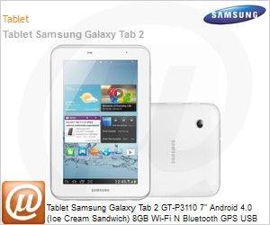 GT-P3110ZWLZTO - Tablet Samsung Galaxy Tab 2 GT-P3110 7" Android 4.0 (Ice Cream Sandwich) 8GB Wi-Fi N Bluetooth GPS USB Cmera Branco Desbloqueado