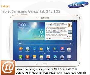 GT-P5200ZWPZTO - Tablet Samsung Galaxy Tab 3 10.1 3G GT-P5200 Dual-Core (1.60GHz) 1GB 16GB 10.1" 1280x800 Android 4.2 (Jelly Bean) Wi-Fi N GPS 3MP/1.3MP microSD at 64GB USB Branco Desbloqueado