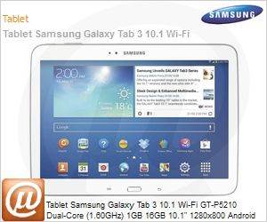 GT-P5210ZWPZTO - Tablet Samsung Galaxy Tab 3 10.1 Wi-Fi GT-P5210 Dual-Core (1.60GHz) 1GB 16GB 10.1" 1280x800 Android 4.2 (Jelly Bean) Wi-Fi N GPS 3MP/1.3MP microSD at 64GB USB Branco Desbloqueado