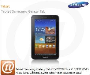 GT-P6200MALZTO - Tablet Samsung Galaxy Tab GT-P6200 Plus 7" 16GB Wi-Fi N 3G GPS Cmera 3.2mp com Flash Bluetooth USB MicroSD Celular Android 3.2 Desbloqueado