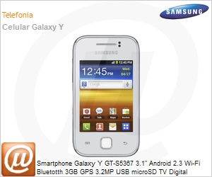 GT-S5360UWPZTO - Smartphone Galaxy Y GT-S5367 3.1" Android 2.3 Wi-Fi Bluetotth 3GB GPS 3.2MP USB microSD TV Digital Desbloqueado