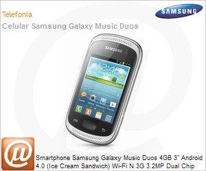 GT-S6012RWBZTO - Smartphone Samsung Galaxy Music Duos 4GB 3" Android 4.0 (Ice Cream Sandwich) Wi-Fi N 3G 3.2MP Dual Chip Branco Desbloqueado