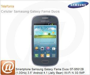 GT-S6812MBBZTO - Smartphone Samsung Galaxy Fame Duos GT-S6812B (1.0GHz) 3.5" Android 4.1 (Jelly Bean) Wi-Fi N 3G 5MP USB Dual Chip Grafite Desbloqueado