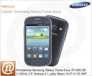 GT-S6812MBPZTO - Smartphone Samsung Galaxy Fame Duos GT-S6812B (1.0GHz) 3.5" Android 4.1 (Jelly Bean) Wi-Fi N 3G 5MP USB Dual Chip Grafite Desbloqueado