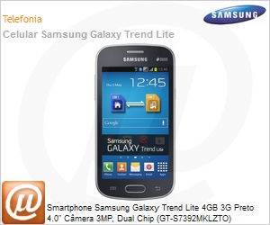 GT-S7392MKLZTO - Smartphone Samsung Galaxy Trend Lite 4GB 3G Preto 4.0" Cmera 3MP, Dual Chip (GT-S7392MKLZTO)