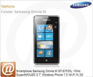 GT-S7530EALZTO - Smartphone Samsung Omnia M GT-S7530L 1GHz SuperAMOLED 3.7" Windows Phone 7.5 Wi-Fi N 3G Desbloqueado
