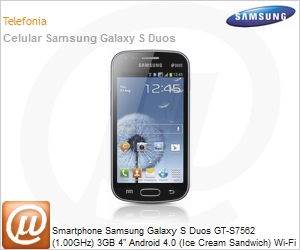 GT-S7562ZKPZTO - Smartphone Samsung Galaxy S Duos GT-S7562 (1.00GHz) 3GB 4" Android 4.0 (Ice Cream Sandwich) Wi-Fi 5MP Branco Desbloqueado