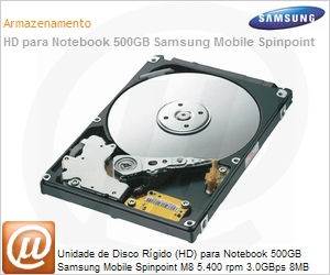 HN-M500MBB - Unidade de Disco Rgido (HD) para Notebook 500GB Samsung Mobile Spinpoint M8 5.400 rpm 3.0GBps 8MB 2.5"