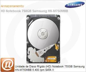 HN-M750MBB/SRA - Unidade de Disco Rgido (HD) Notebook 750GB Samsung HN-M750MBB 5.400 rpm SATA II