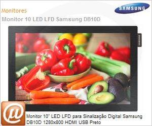LH10DBDPLBC/ZA - Monitor 10" LED LFD para Sinalizao Digital Samsung DB10D 1280x800 HDMI USB Preto