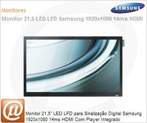 LH22DBDPSGV/ZD - Monitor 21,5" LED LFD para Sinalizao Digital Samsung 1920x1080 14ms HDMI Com Player Integrado
