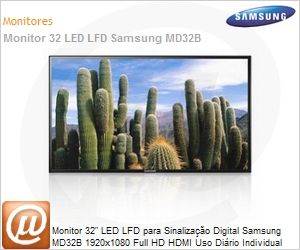 LH32MDBPLGVLZD - Monitor 32" LED LFD para Sinalizao Digital Samsung MD32B 1920x1080 Full HD HDMI Uso Dirio Individual 16h Borda 16.5mm
