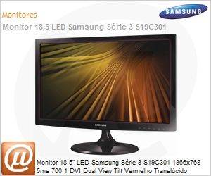 LS19C301FSMZD - Monitor 18,5" LED Samsung Srie 3 S19C301 1366x768 5ms 700:1 DVI Dual View Tilt Vermelho Translcido