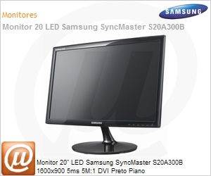 LS20A300BSLZD - Monitor 20" LED Samsung SyncMaster S20A300B 1600x900 5ms 5M:1 DVI Preto Piano