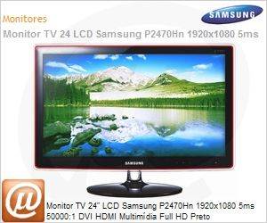 LS24EMSKUMZD - Monitor TV 24" LCD Samsung P2470Hn 1920x1080 5ms 50000:1 DVI HDMI Multimdia Full HD Preto