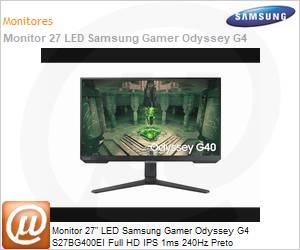 LS27BG400ELXZD - Monitor 27" LED Samsung Gamer Odyssey G40 NVidia G-Sync Full HD IPS 1ms 240Hz Preto