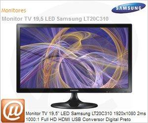 LT20C310LBMZD - Monitor TV 19,5" LED Samsung LT20C310 1920x1080 2ms 1000:1 Full HD HDMI USB Conversor Digital Preto